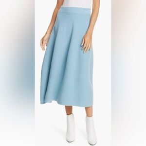 Christian Wijnants “Kasa” Light Blue Wool Midi A-Line Skirt Architectural Large
